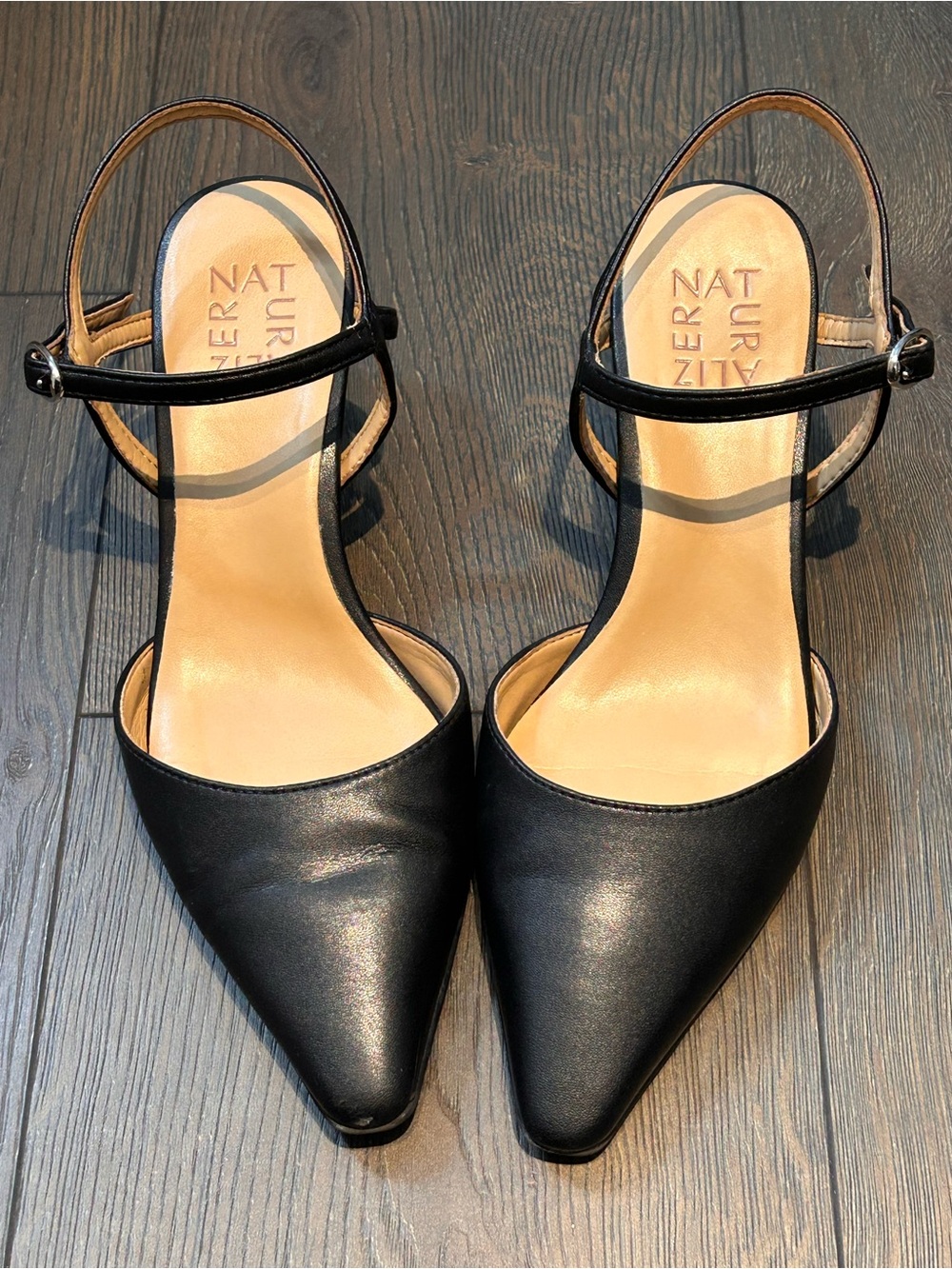 Naturalizer Tara Pointed-Toe Ankle-Strap Black Pumps